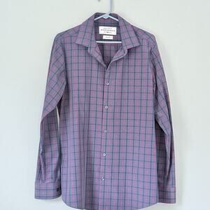 Mizzen + Main Shirt Mens Large Purple Checked Leeward Button Up Trim Fit USA